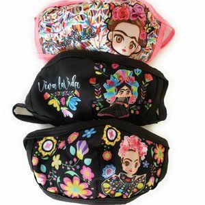 Set of 3 Frida Kahlo Print Face Mask Floral
